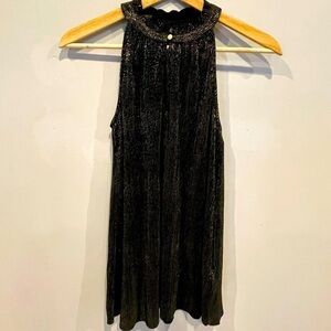 NWT Rachel Roy November Black Gold Sleeveless Top with Keyhole Size XS